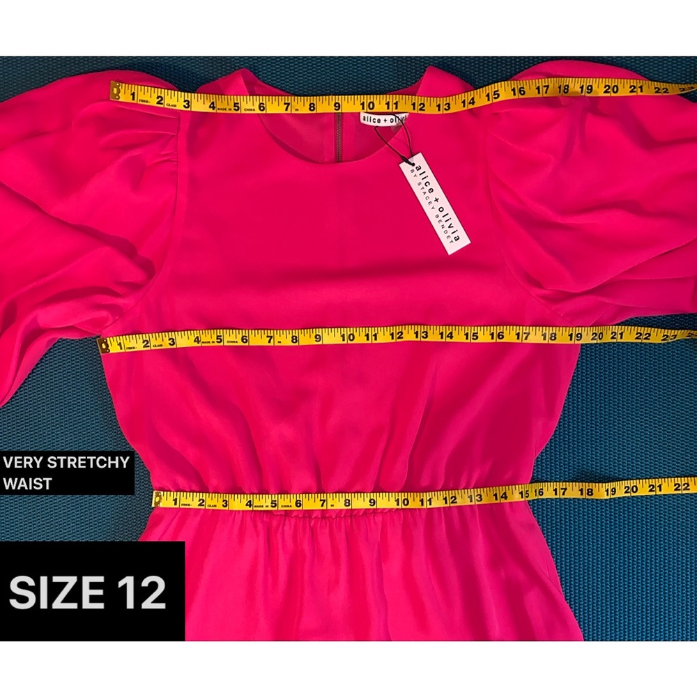 Alice + Olivia Shayla Bold Pink Puff Sleeve Mini Dress - Picture 13 of 16